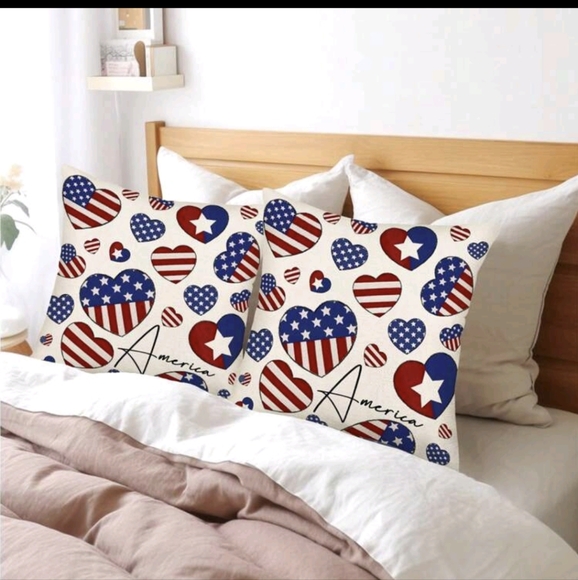 Throw Pillow cover 18 X 18 Patriotic Heart - Picture 5 of 7